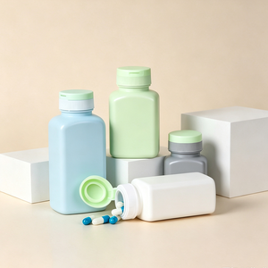 ขวดบรรจุภัณฑ์อาหารเสริม HDPE แบบสี่เหลี่ยมจัตุรัส หลายขนาด ปรับแต่งสีได้ - Product Image 3