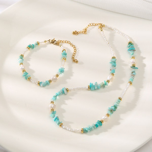 Nuevo collar de acero inoxidable con cuentas hechas a mano de piedra Natural, collar de perlas personalizado Diy a la moda - Product Image 1