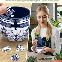 Puzzle 3D pour Jardinière, 80 Pièces, Porcelaine Bleue et Blanche, Oiseaux Orientaux, Fleurs, Pot de Fleurs, DIY, Vente en Gros, Cadeau, Décoration