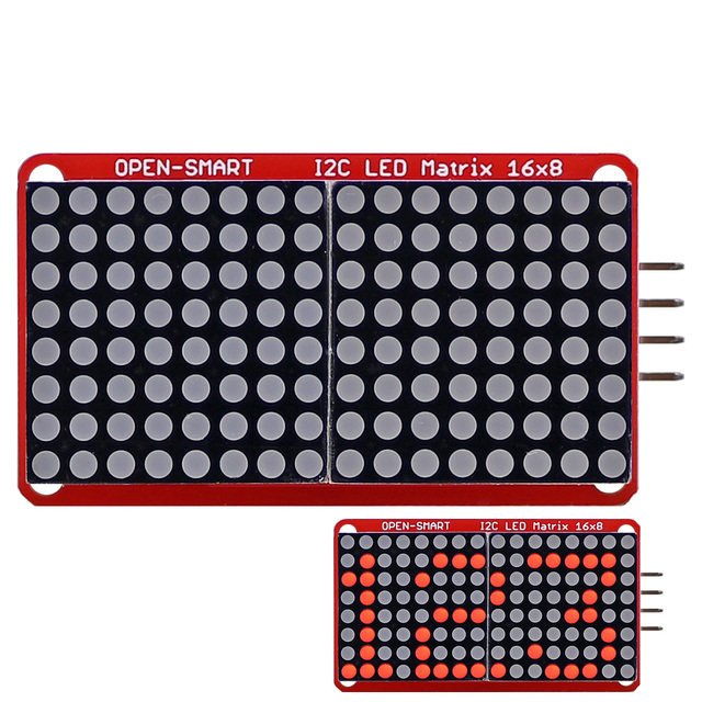 Original OPEN-SMART 0.8" 16x8 I2C Dot Display Module Red LED Matrix for F311