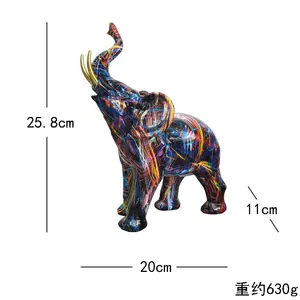 Bella stampa a trasferimento di alta qualità figurine di animali statua decorazione della casa in resina elefante