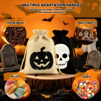 Tas Serut Cetak Transfer Panas Halloween Motif Kartun, Kantong Permen, Tas Hadiah Pesta, Trick Treat, Buatan Cina