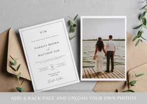 Modèle imprimable <span class=keywords><strong>d</strong></span>'invitation de mariage monogramme, suite <span class=keywords><strong>d</strong></span>'invitation de mariage simple avec code QR, invitation élégante Rsvp - Product Image 3