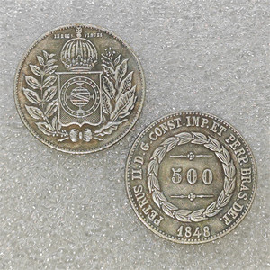 Monedas Conmemorativas Antiguas de Brasil de 1848, 1849, 500 <span class=keywords><strong>R</strong></span>éis, 1849, 1000 <span class=keywords><strong>R</strong></span>éis - Pedro II, Regalos, Decoración del Hogar - Product Image 2