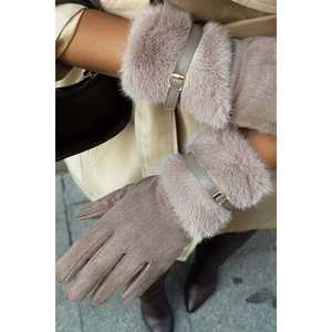 <b>Woolen</b> & <b>Cashmere</b> Cream Fur Belted <b>Gloves</b> & <b>Mittens</b> - Product Image 4