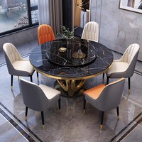 Moderner minimalisti scher Steinplatten-Esstisch Wasserdichter runder Tisch-Plattenspieler Zusammen gebaute Esszimmer möbel