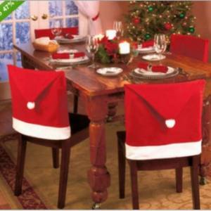 Ensemble de housses de chaise de Noël pour chaises de salle à manger, décorations festives de vacances, housses de dossier de chaise en forme de chapeau de Père Noël pour la décoration de fête de Noël - Product Image 2