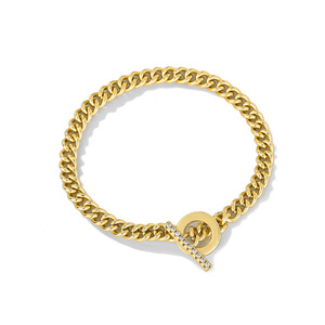 Pulsera de Cadena Brasileña OT Clasp CZ para Parejas, de Latón con Baño de Oro de 18K, Joyería a Juego, Regalo, Accesorio de Moda de Tendencia - Product Image 5