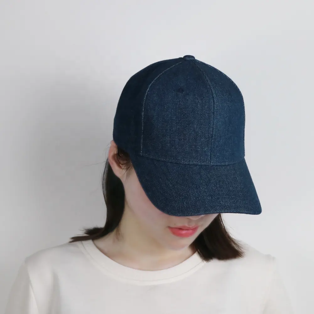 Baseball Hat Factory Custom Ladies Chill 6 Panel Jean Baseball Cap Denim Baseball Hat With Zipper