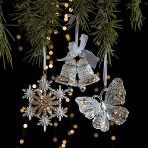 Adornos Navideños LINGKAI, Adornos Colgantes para Árbol de Navidad con Lentejuelas Acrílicas, Alces, Copos de Nieve, Campanas, Alas de Ángel - Product Image 2