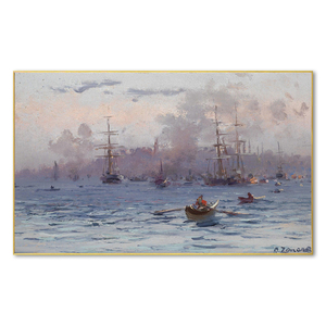 Pintura al Óleo Hecha a Mano sobre Lienzo, Arte Abstracto Impresionista de Paisaje Marino, Cuadros Decorativos - Product Image 1