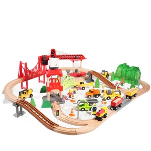 Juego de <span class=keywords><strong>Tren</strong></span> de Madera de 91 Piezas, Escala 1:5, Construcción de Lujo, Rompecabezas de Ensamblaje para Bebés y Niños Pequeños - Product Image 5