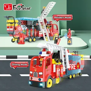 FiveStar Brandbekämpfung Rettungswagen Bauklötze-Sets Frühschule Bauklötze-Spielzeug für Kinder Jungen Mädchen ab 3 Jahren