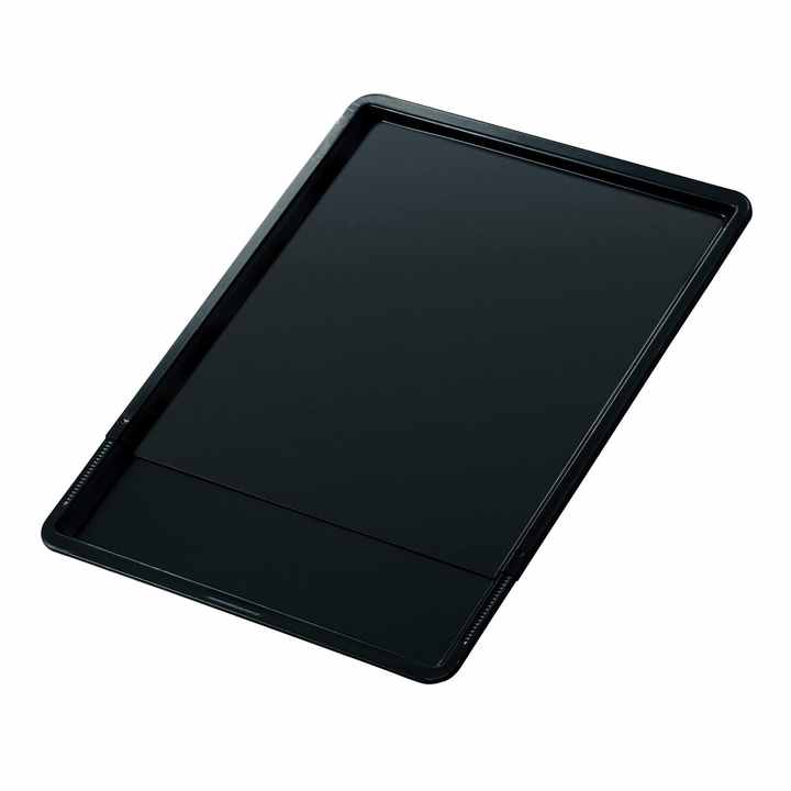 Black Metallic Line Extendable 37-52cm Square Baking Tray Durable Perforated Plastic Sheet for Home Oven Use for Cake Drying
