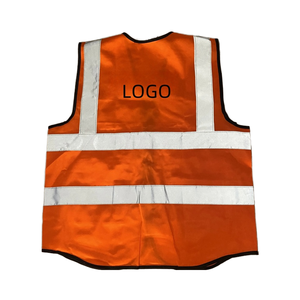 سترة أمان برتقالية اللون وفقًا لمعيار EN 471 وفئة ANSI 2، ذات وضوح عالي مع شرائط عاكسة 360 درجة بعرض 5 سم، قابلة للتخصيص، مصنوعة من البوليستر مع سحاب أمامي - Product Image 4