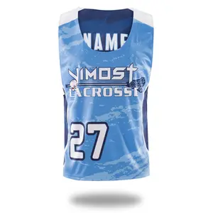 Camiseta personalizada de lacrosse, uniforme de poliéster reversible, OEM, de fábrica, lacrosse