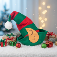 Chapeau de lutin de Noël avec oreille costume d'elfe de tête de fête du Nouvel An chapeau de Noël en feutre chapeaux de Père Noël casquette de Noël logo personnalisé