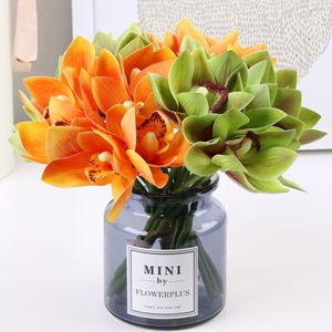 Mini Orchidées Cymbidium Artificielles Imprimées en 3D par Flowerplus, 6 Têtes, Rose et Blanc, en PVC, Décoration d'Intérieur - Product Image 2