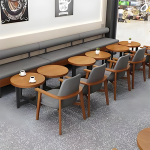Sofá <span class=keywords><strong>para</strong></span> Restaurante o Pub Comercial y Juego de Sillas y Mesa Personalizables <span class=keywords><strong>para</strong></span> Restaurante, Muebles de Madera y Cuero <span class=keywords><strong>para</strong></span> Cafetería y Hotel - Product Image 4