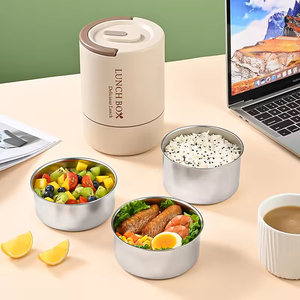 Boîte à lunch portable en acier inoxydable 304, 3 compartiments, boîte à lunch bento pour enfants avec sac isotherme - Product Image 2