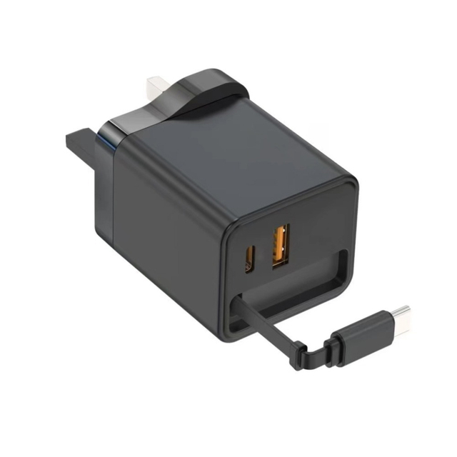 65w 3 in 1 Retractable Charger Multi Ports Gan 65w Super Fast Charging Plug 3 In1 Retractable Usb Cable Travel Phone Charger