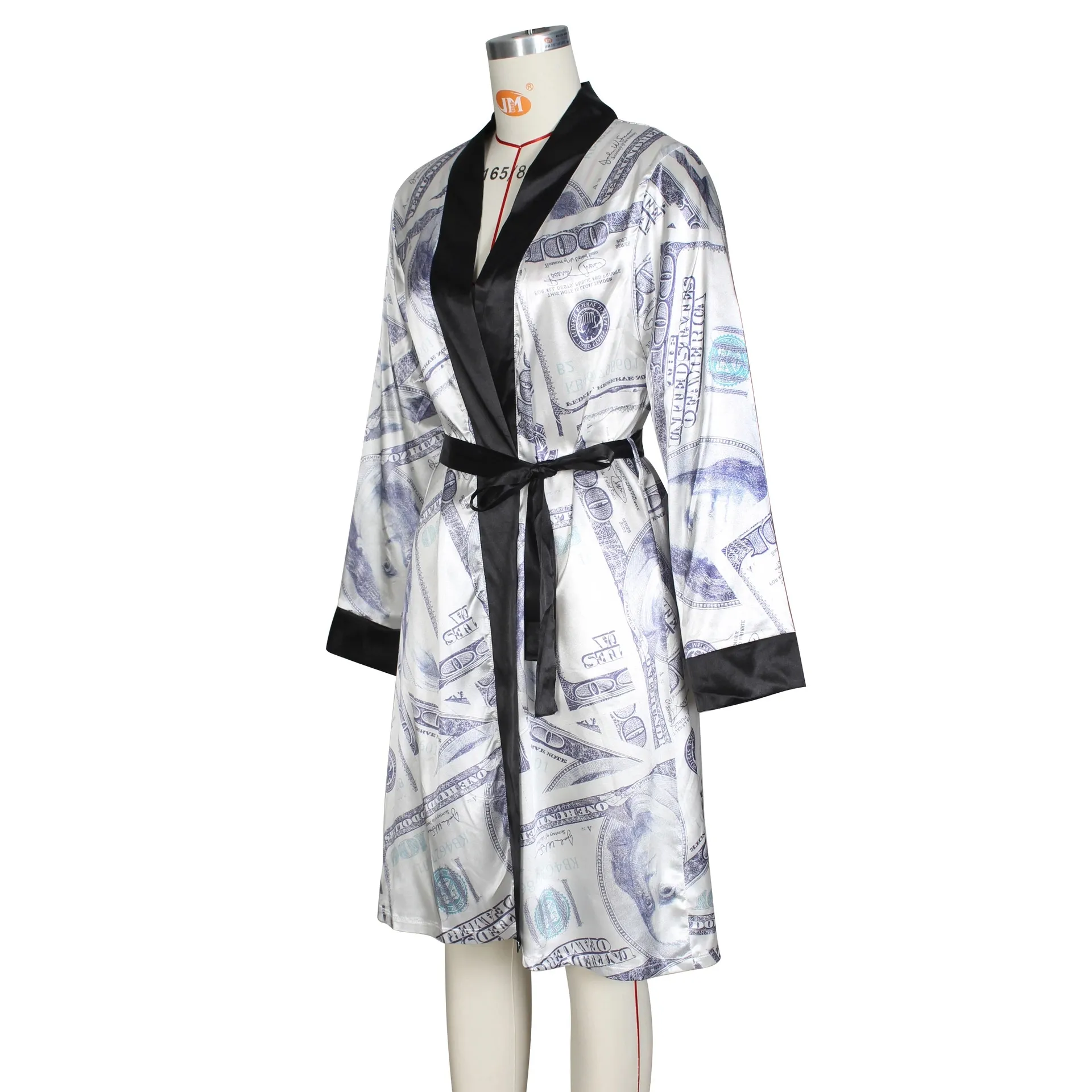 Новое поступление, пикантные пижамы GW135 с гепардом, шелковый атласный банный халат с принтом денег для женщин