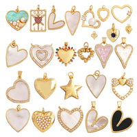 Classiques amour coeur étoile Zircon Focal pendentif à breloque, créatif coquille perle 18K plaqué or bijoux accessoires fournitures M41