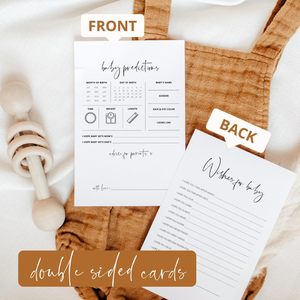 Minimalistische Dubbelzijdige Dikke Babywensen Babyvoorspellingen En Advieskaarten Voor Babyshower-Spelactiviteit - Product Image 3