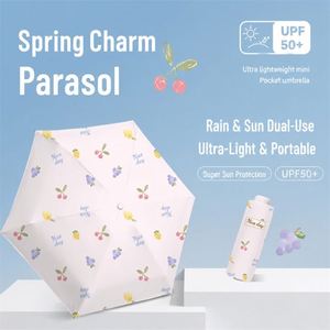 Sombrilla de Bolsillo Plegable de 5 Secciones, Diseño de Frutas, Varillas de Acero y Fibra de Vidrio, Protección UV UPF50+, Impermeable, Mini Paraguas para Uso Diario - Product Image 2