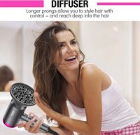 Sèche-cheveux portable CONFU 1600W léger, vitesse infinie, diffuseur, moteur DC, 3 réglages de chaleur, séchage rapide, ions négatifs, usage hôtelier