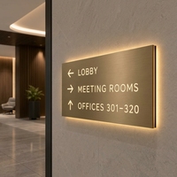 Panneau de signalisation directionnel personnalisé en acier inoxydable brossé avec éclairage LED pour hôtel et bureau