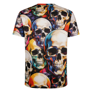 T-shirt <span class=keywords><strong>d</strong></span>écontracté à manches courtes et col rond pour <span class=keywords><strong>homme</strong></span> AQTQ, imprimé par sublimation, motif crâne 3D coloré, style pop art vintage, idéal pour le streetwear - Product Image 6