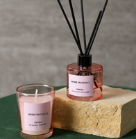 En gros Coffret cadeau d'ambiance pour la maison Bougie parfumée Diffuseur à bâtonnets Pot en verre dégradé ambre Kit de parfum à la cire de soja Mariage et Ameublement