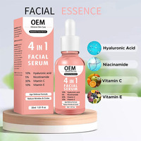 OEM/ODM Essence liquide anti-âge blanchissante 4-en-1, contient 30% de vitamine C, 5% de nicotinamide et 10% de vitamine E pour les soins du visage