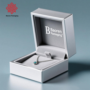 Boîtes d'emballage personnalisées pour bijoux et montres en pierres précieuses écologiques de petite entreprise Baoren avec doublure en carton gris et ruban - Product Image 4