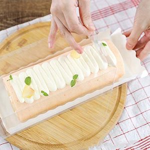 Clear Long Plastic Cake Box With White Inserts For Swiss Roll 5 Sets 11X4X3.7"