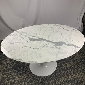 <span class=keywords><strong>Table</strong></span> à manger 12 places en marbre et tulipe blanche avec Base en aluminium, de Style nordique de qualité supérieure - Product Image 2