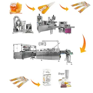 Ligne de fabrication de miel entièrement automatique/Machine de remplissage de concentré de miel Machine d'emballage d'oreiller Machine de cartonnage Machine de cellophane