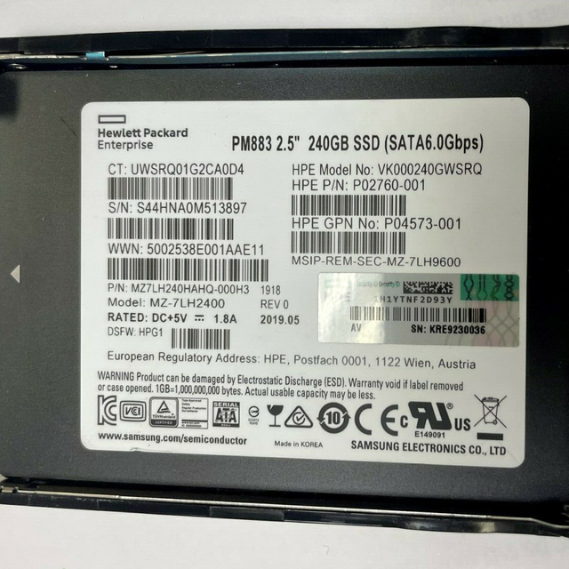 HPE 875503-B21 Read Intensive Solid State Drive 240GB Hot-swap 2.5 Inch SATA 6Gb/s with HPE Smart Drive Carrier for Server