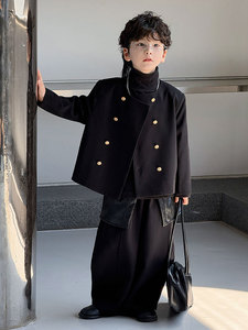 Ensemble de costume décontracté pour enfants, style coréen, teint en pièce, <span class=keywords><strong>printemps</strong></span> 2026, avec un petit manteau parfumé, couleur unie, <span class=keywords><strong>veste</strong></span> de costume pour garçons, <span class=keywords><strong>printemps</strong></span> - Product Image 5