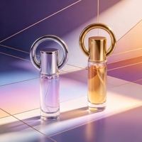 Flacon de parfum miniature porte-clés, style moderne, cylindrique, transparent, 10 ml, avec boîte.