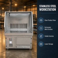 Banc de polissage commercial pour la fabrication des métaux avec extraction des poussières pour atelier, table de ponçage et de finition en acier inoxydable