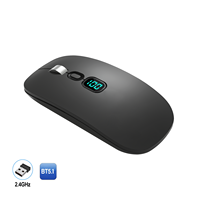 Ratón Óptico Inalámbrico USB de Modo Dual, Pantalla de Energía Inteligente, Silencioso, Tipo-C, Recargable, para Oficina y Computadora