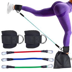 Bande de résistance pour la cheville, pour la course à pied et l'entraînement de force, bandes d'exercice hautement élastiques et réglables avec mousquetons et sangles - Product Image 1