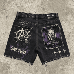 OEM ODM Nuovi Shorts in Denim Estivi Personalizzati, Jeans a Gamba Dritta Stile Hip-hop, Shorts in Denim con Strass e Frange per Uomo - Product Image 2