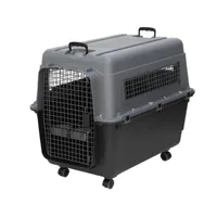 Cage de transport pour animaux de compagnie (chien, chat) en plastique robuste, homologuée par les compagnies aériennes, avec roues, motif solide, en fer, livraison rapide, en promotion