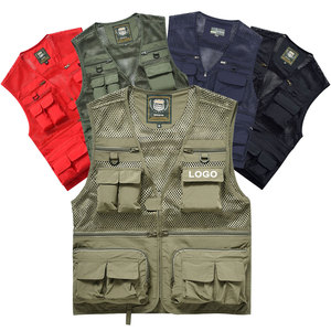 Gilet da lavoro da uomo con logo stampato personalizzato all'ingrosso gilet 100% da uomo Multi tascabile gilet sportivo da pesca per arrampicata su roccia - Product Image 1