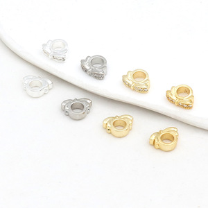 18K gold plated, color-preserving, diamond-<b>set</b>, perforated <b>beads</b>, jewelry accessories, bracelet spacer <b>beads</b>, loose <b>beads</b>, - Product Image 1