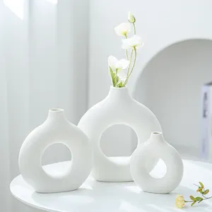 北欧セラミック花瓶ドライフラワーアレンジメントホームデコレーションアクセサリーオフィスデスクトップリビングルームフラワー花瓶