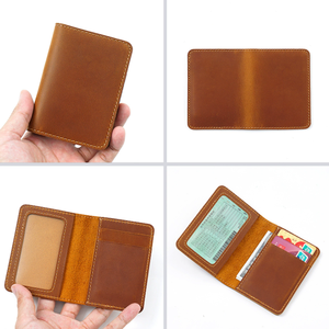 Tarjetero de Cuero Crazy Horse de Alta Calidad con Logotipo Personalizado, Estuche para Tarjetas de Cuero Genuino de Grano Completo - Product Image 4